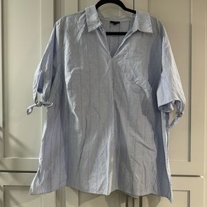 Talbots Short Sleeved Blue and White Striped Blouse Size 3X